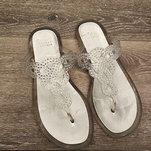 STUART WEITZMAN Rhinestone Mermaid Jelly Sandals Sz 9 Clear thong flip flops